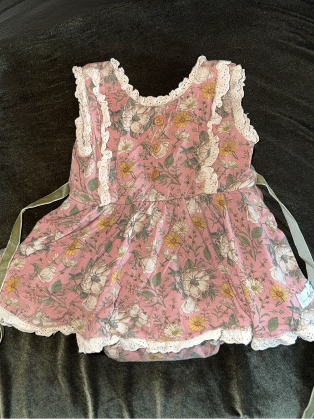 Pink Floral Lace Skirted Romper